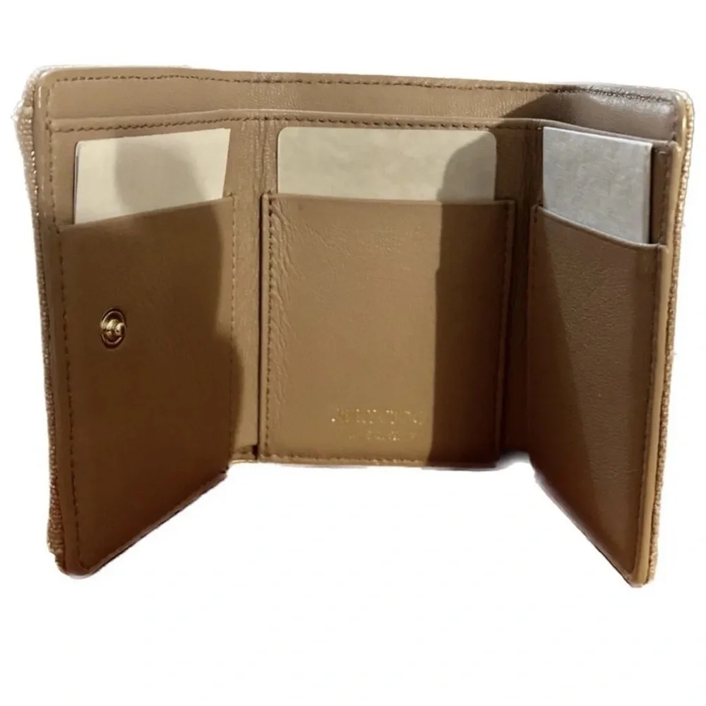 JIMMY CHOO NEMO STAR STUD METALLIC DENIM TRIFOLD WALLET RARE